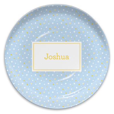 Light Blue Twinkle Stars Melamine Plate